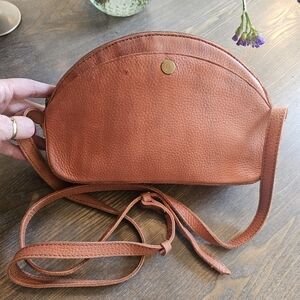 Madewell Tan Leather Dome Crossbody Bag